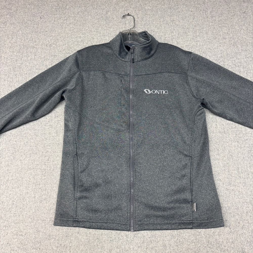 Landway Soft Shell Jacket Medium Gray Ontic Logo Full Zip Fleece Lined Ladies M